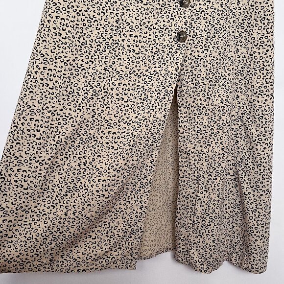 Japna Button Front Midi Dress Cottagecore Animal Print Size Large Tan Black - Picture 6 of 13
